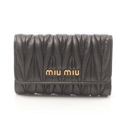 Miu Miu Miu Matelasse Key Case Leather Women's Black