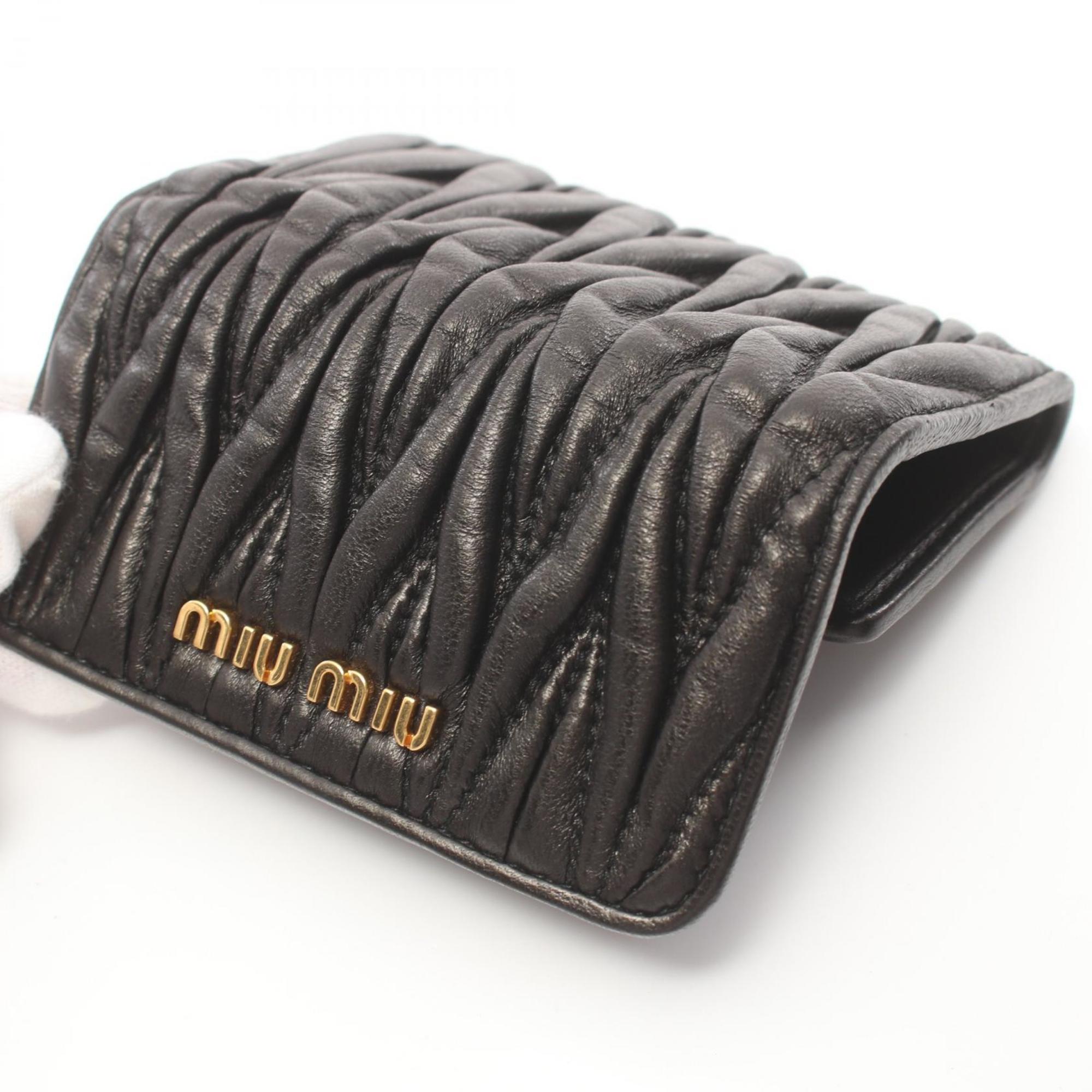 Miu Miu Miu Matelasse Key Case Leather Women's Black