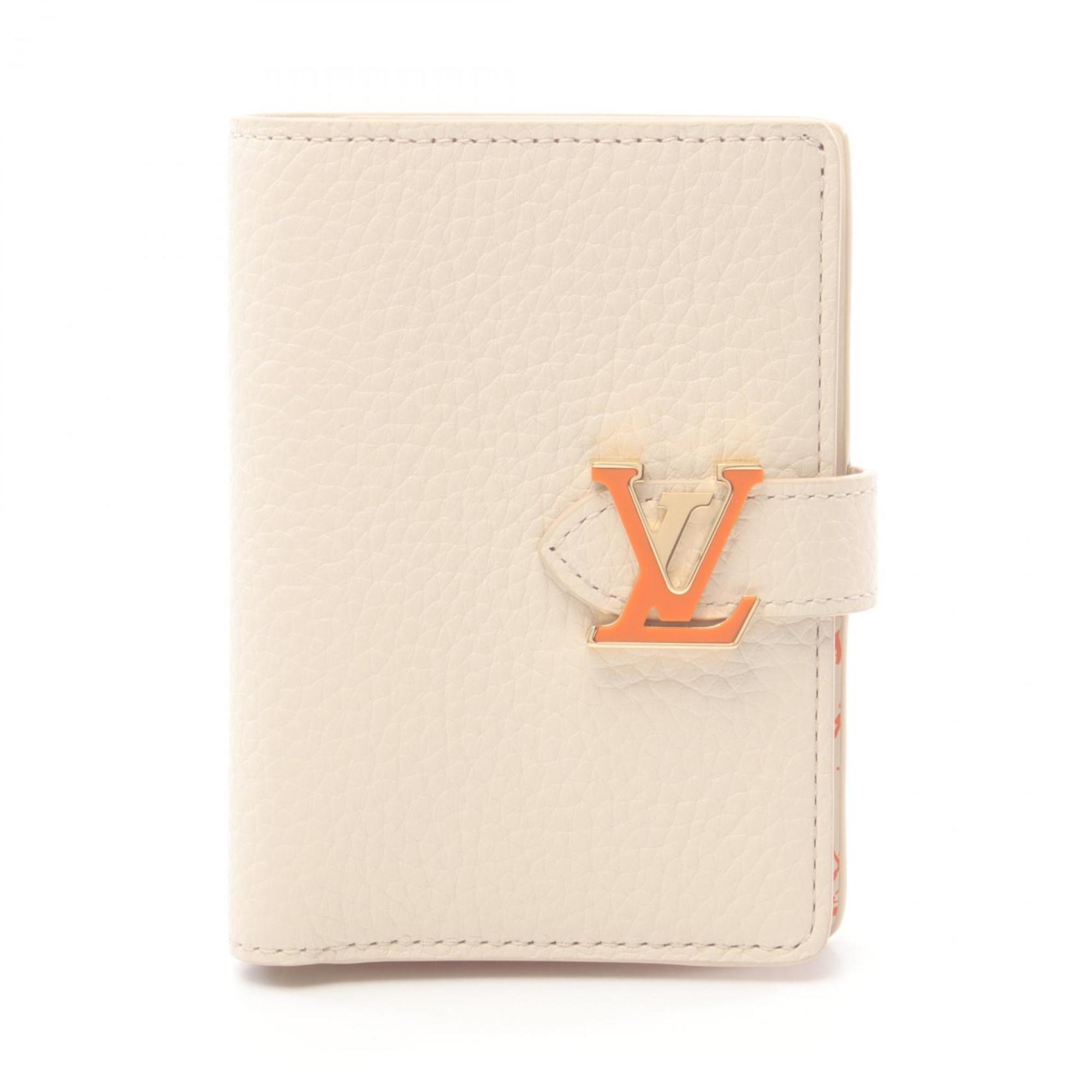 Louis Vuitton LOUIS VUITTON LV Vertical Wallet Compact Bi-fold Leather Taurillon Women's White M11169