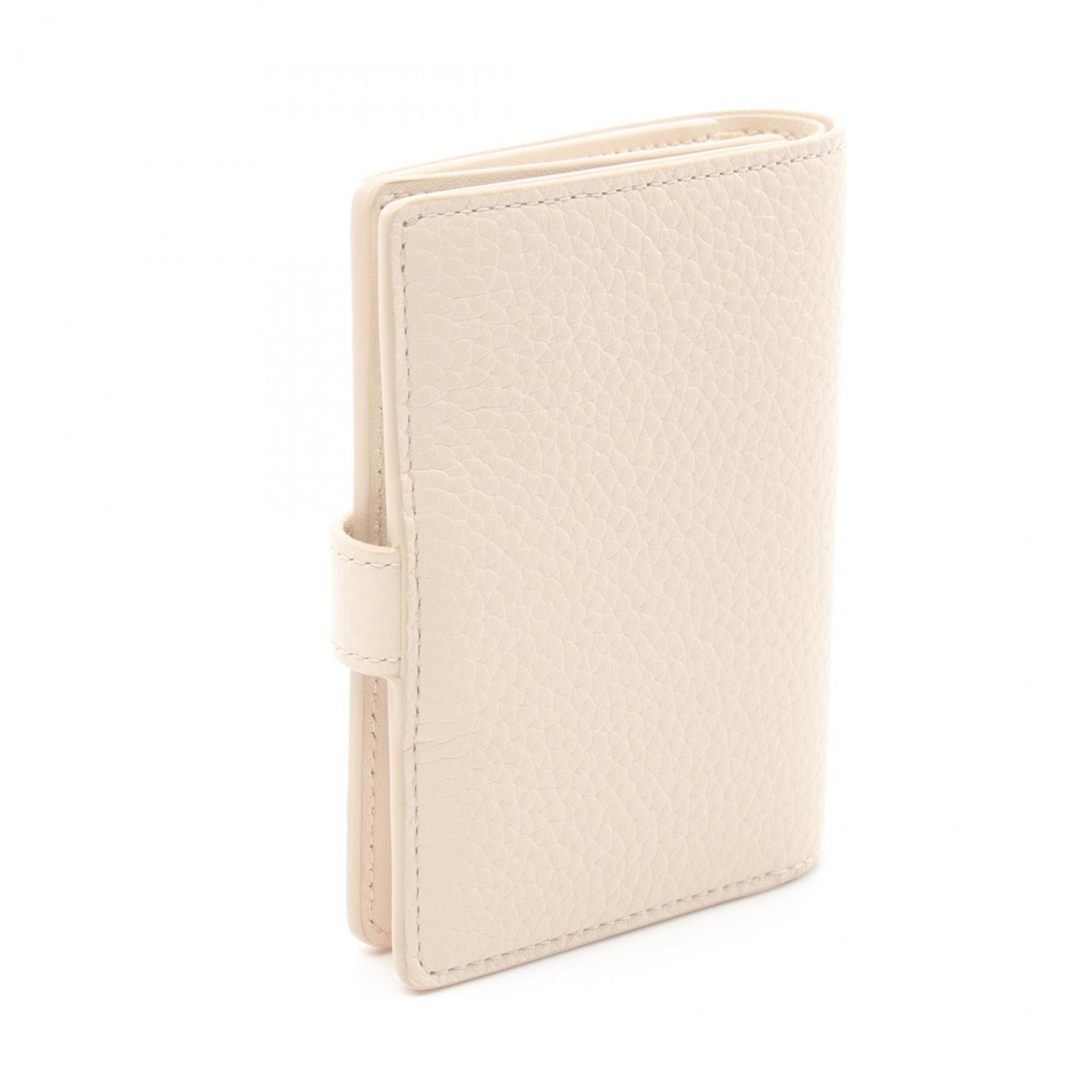 Louis Vuitton LOUIS VUITTON LV Vertical Wallet Compact Bi-fold Leather Taurillon Women's White M11169