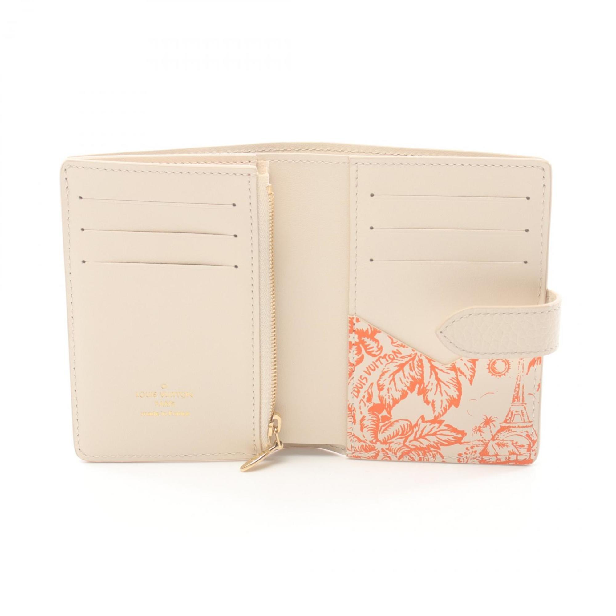 Louis Vuitton LOUIS VUITTON LV Vertical Wallet Compact Bi-fold Leather Taurillon Women's White M11169