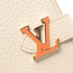 Louis Vuitton LOUIS VUITTON LV Vertical Wallet Compact Bi-fold Leather Taurillon Women's White M11169