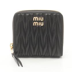 Miu Miu Miu MATELASSE'1 Matelasse Bi-fold Wallet Leather Women's Black 5ML5222FPPF0002