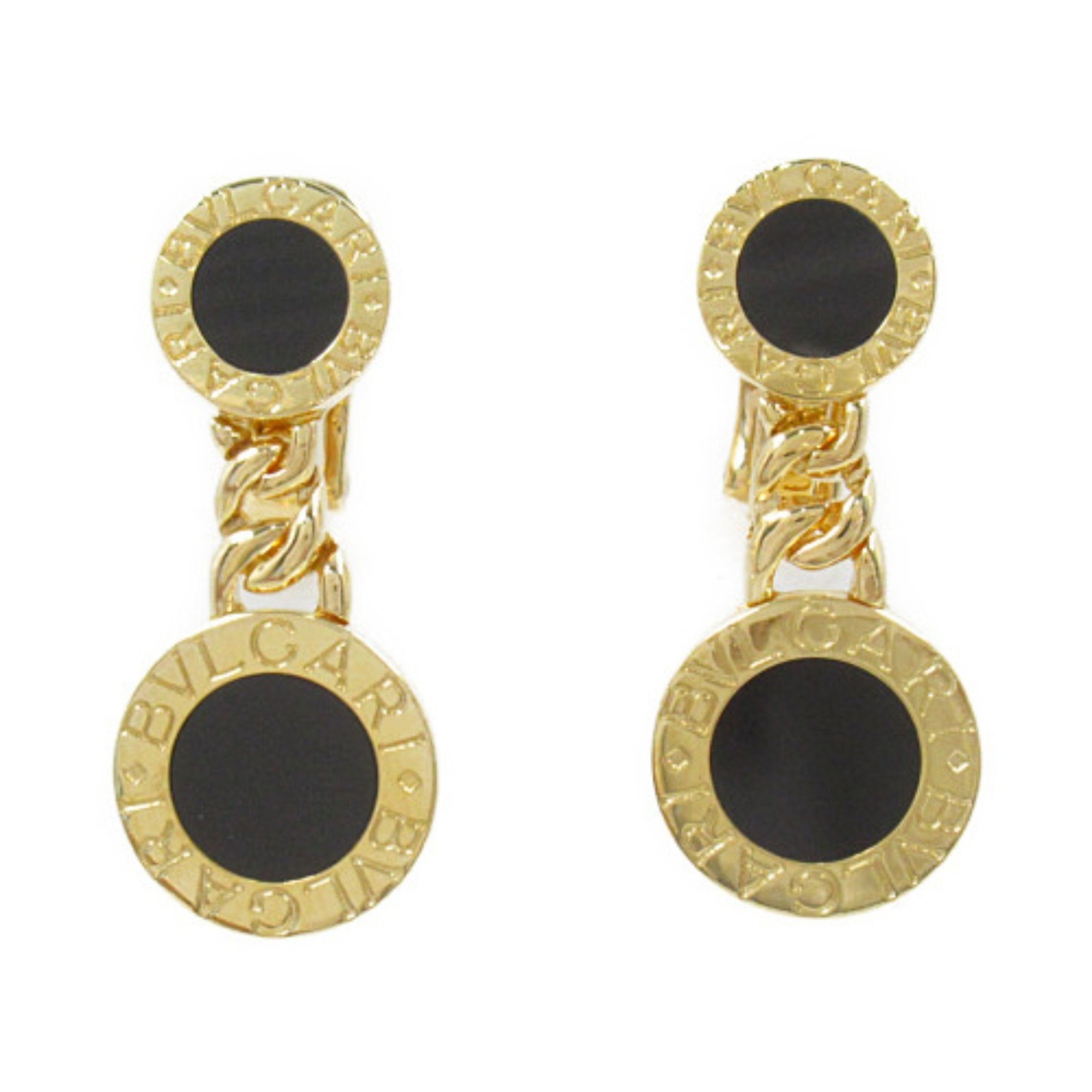 BVLGARI Onyx Earrings K18 (Yellow Gold) Women's Black