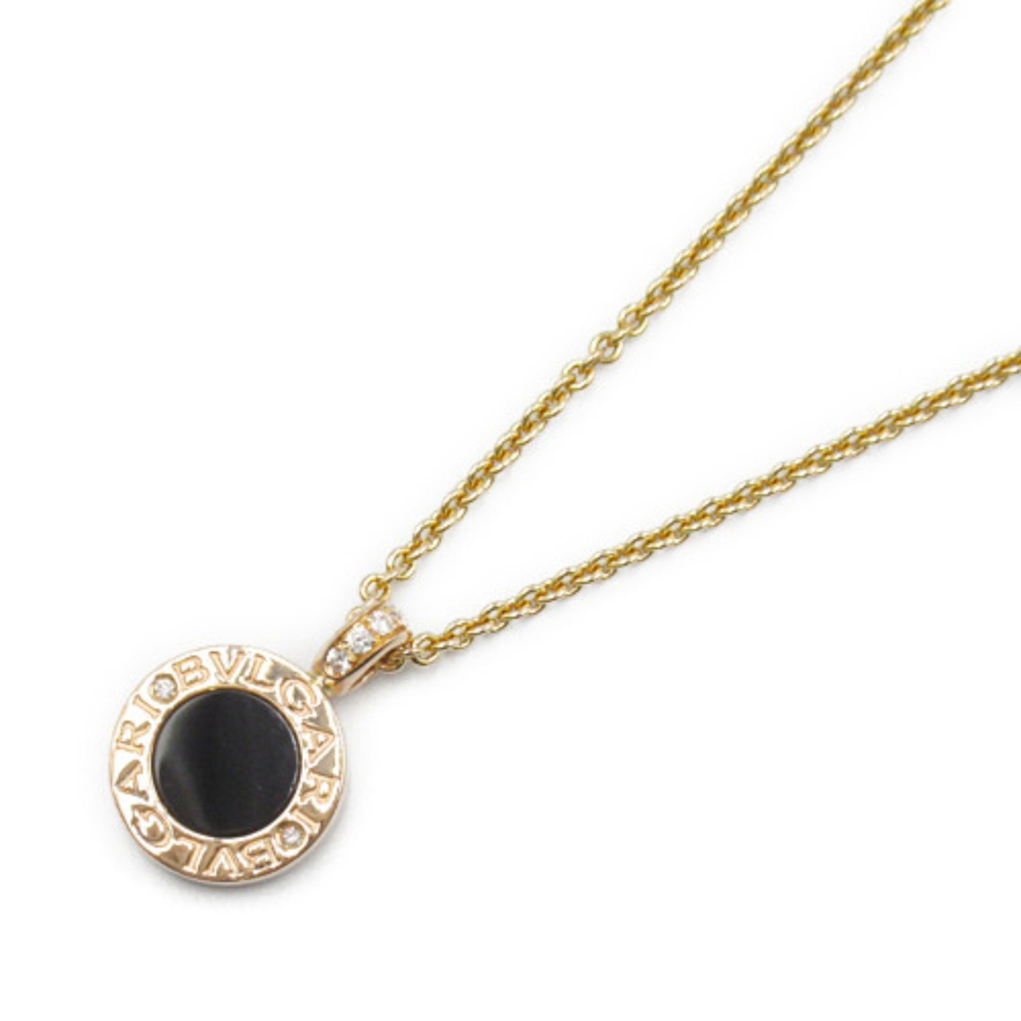 BVLGARI Necklace K18 (Yellow Gold) Diamond Onyx Shell Ladies Clear Black