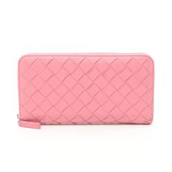 BOTTEGA VENETA Intrecciato Round Long Wallet Leather Women's Pink