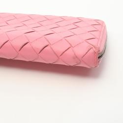 BOTTEGA VENETA Intrecciato Round Long Wallet Leather Women's Pink