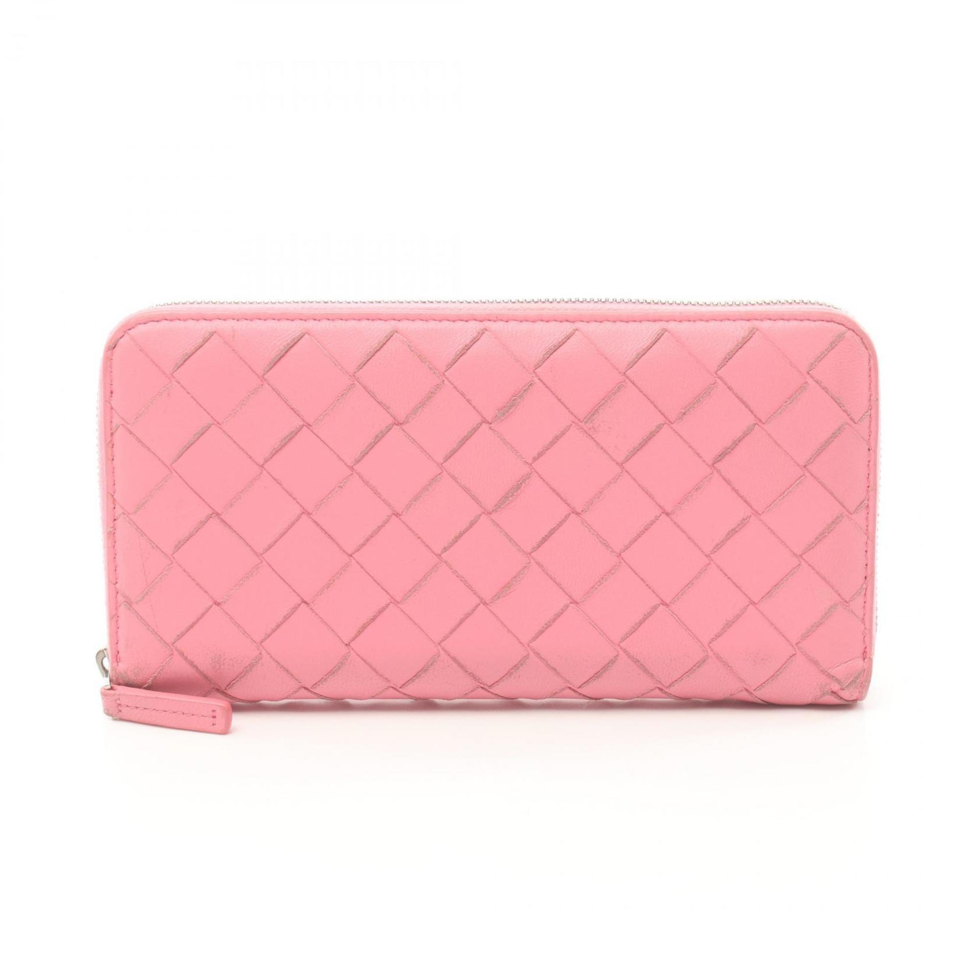 BOTTEGA VENETA Intrecciato Round Long Wallet Leather Women's Pink