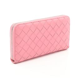 BOTTEGA VENETA Intrecciato Round Long Wallet Leather Women's Pink