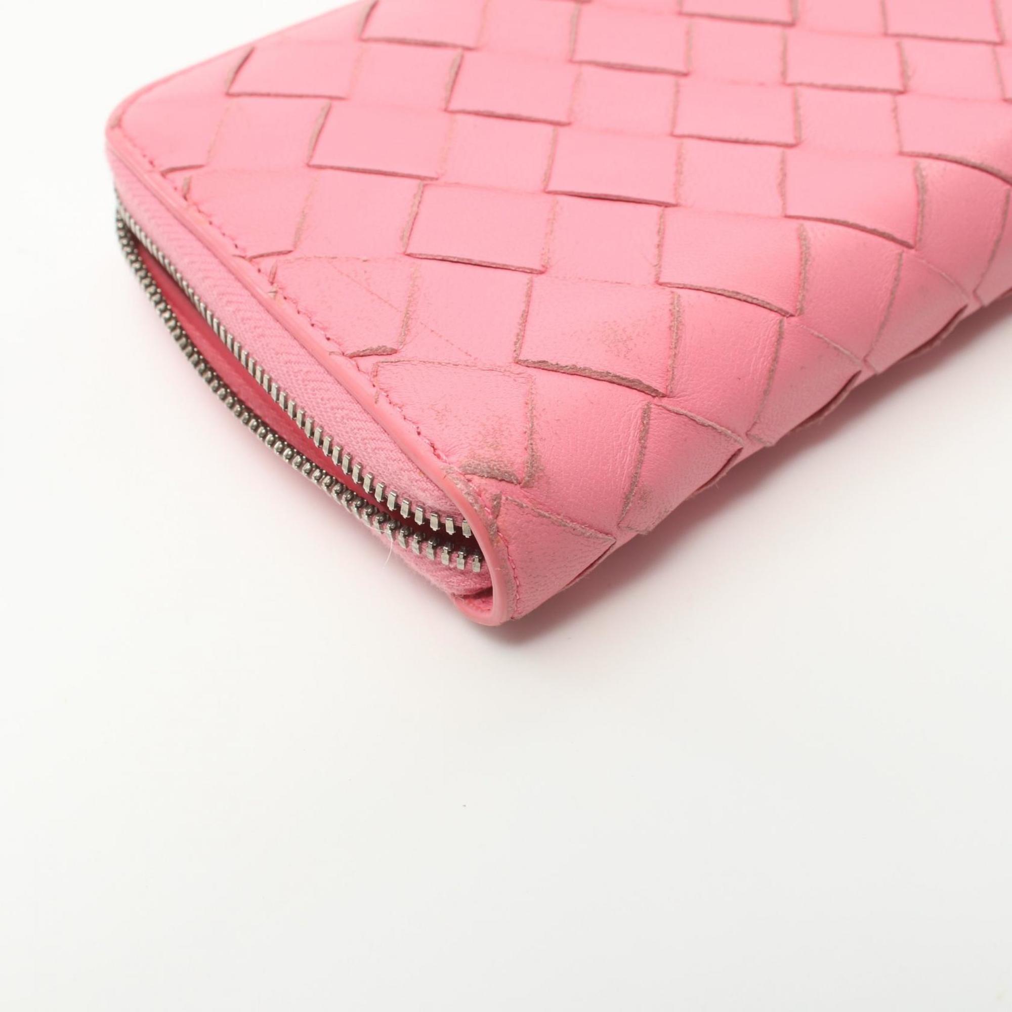 BOTTEGA VENETA Intrecciato Round Long Wallet Leather Women's Pink