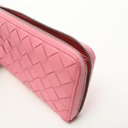 BOTTEGA VENETA Intrecciato Round Long Wallet Leather Women's Pink