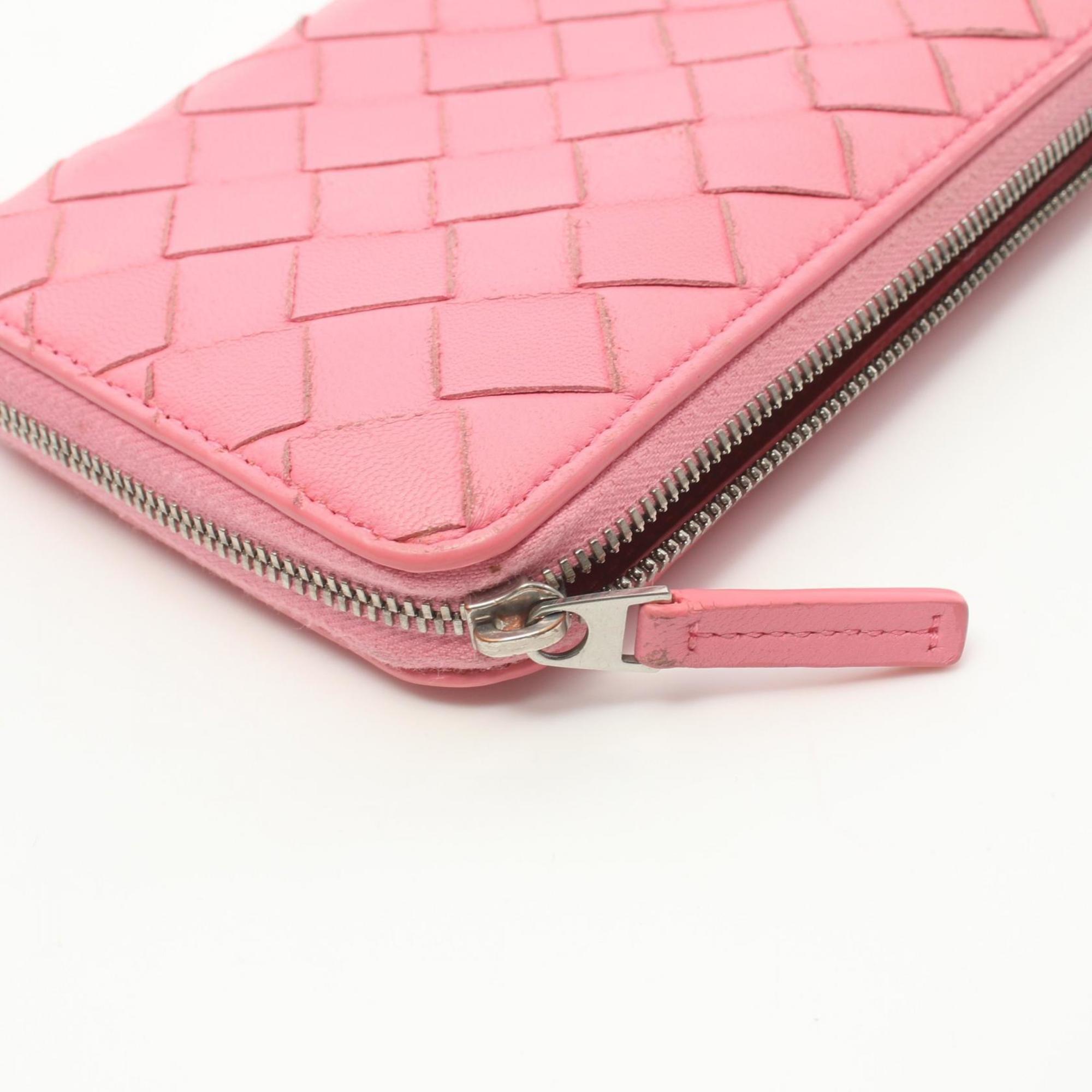 BOTTEGA VENETA Intrecciato Round Long Wallet Leather Women's Pink