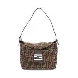 FENDI ZUCCA Shoulder Bag Canvas Leather Women's Brown