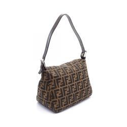 FENDI ZUCCA Shoulder Bag Canvas Leather Women's Brown