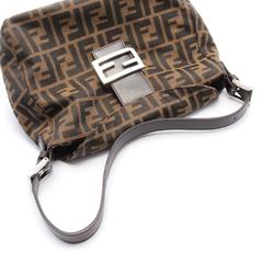 FENDI ZUCCA Shoulder Bag Canvas Leather Women's Brown