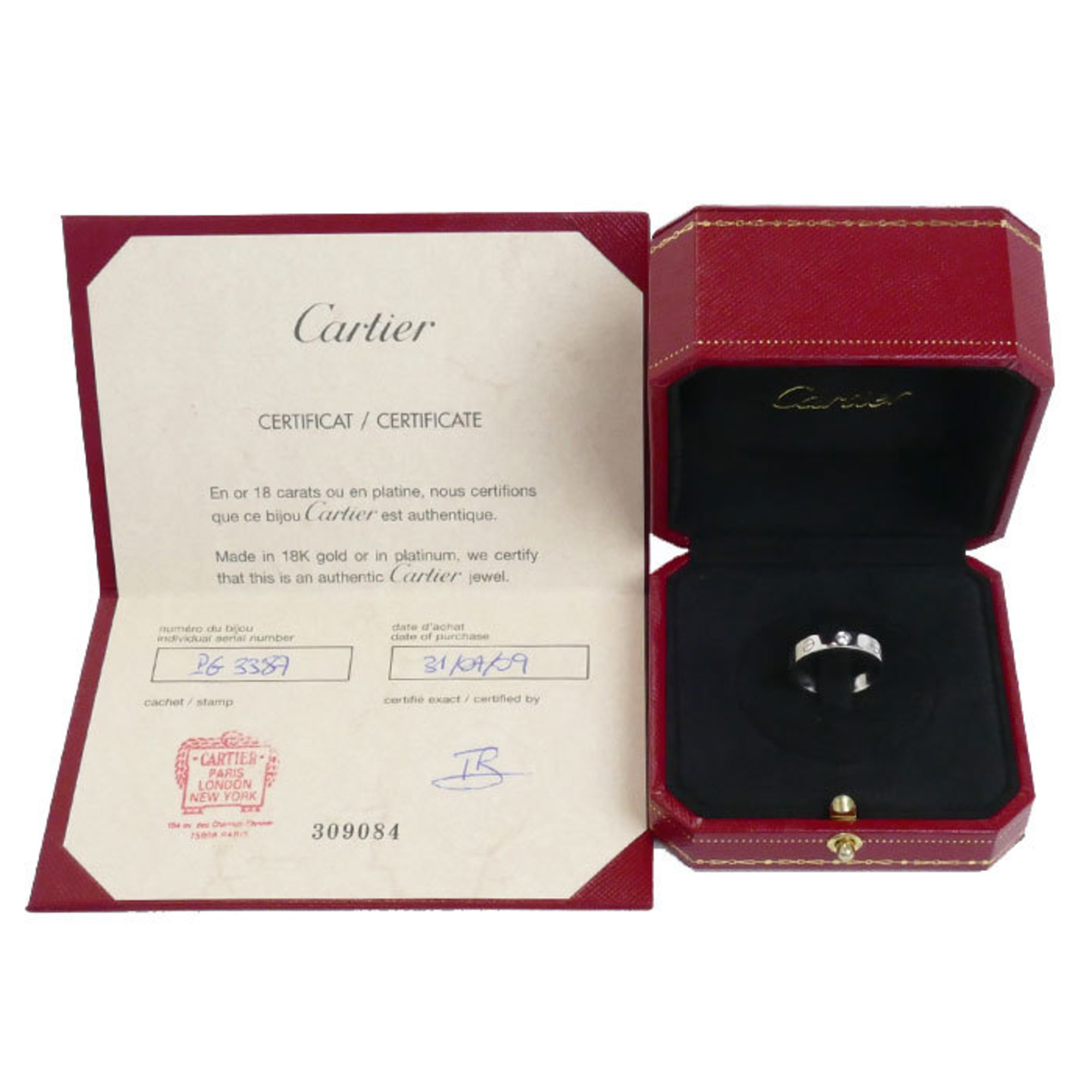 CARTIER Cartier K18WG White Gold Love 1P Diamond Ring B4050550 Size 10 50 4.5g Women's