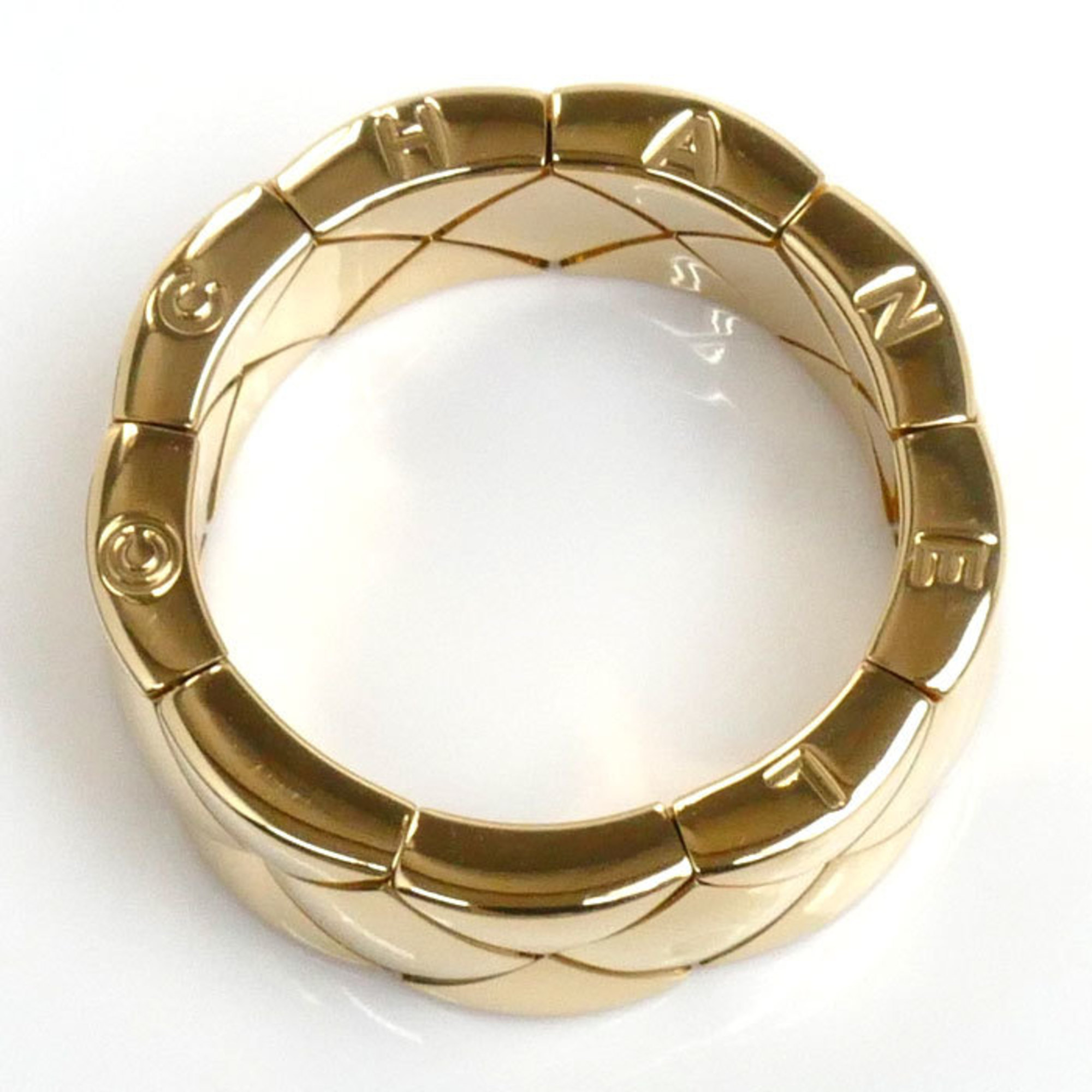 CHANEL K18YG Yellow Gold Matelasse Ring, Size 14.5, 54, 12.9g, Women's