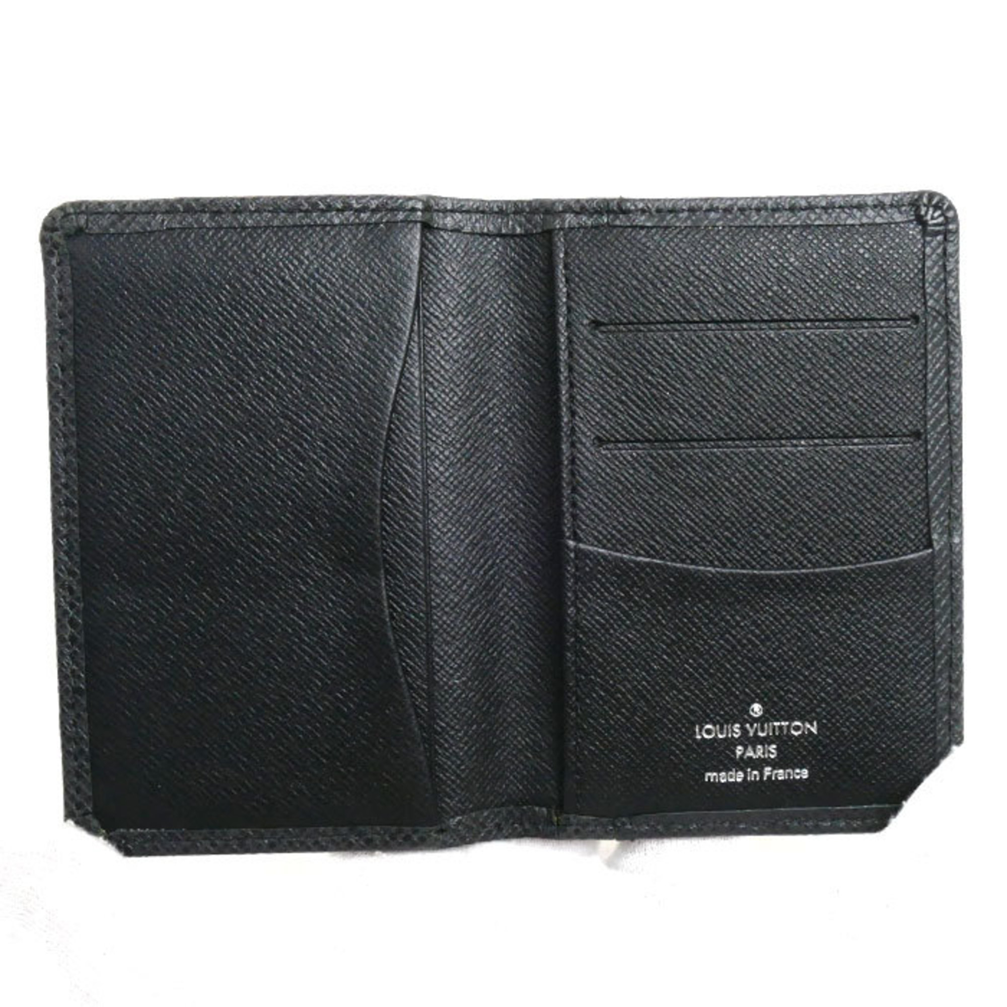 LOUIS VUITTON Louis Vuitton Organizer de Poche Card Case Taiga Black M30512 Men's