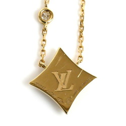 LOUIS VUITTON K18YG Yellow Gold Pendant Star Blossom BB Necklace Q93699 Diamond Onyx 3.8g 41cm Women's