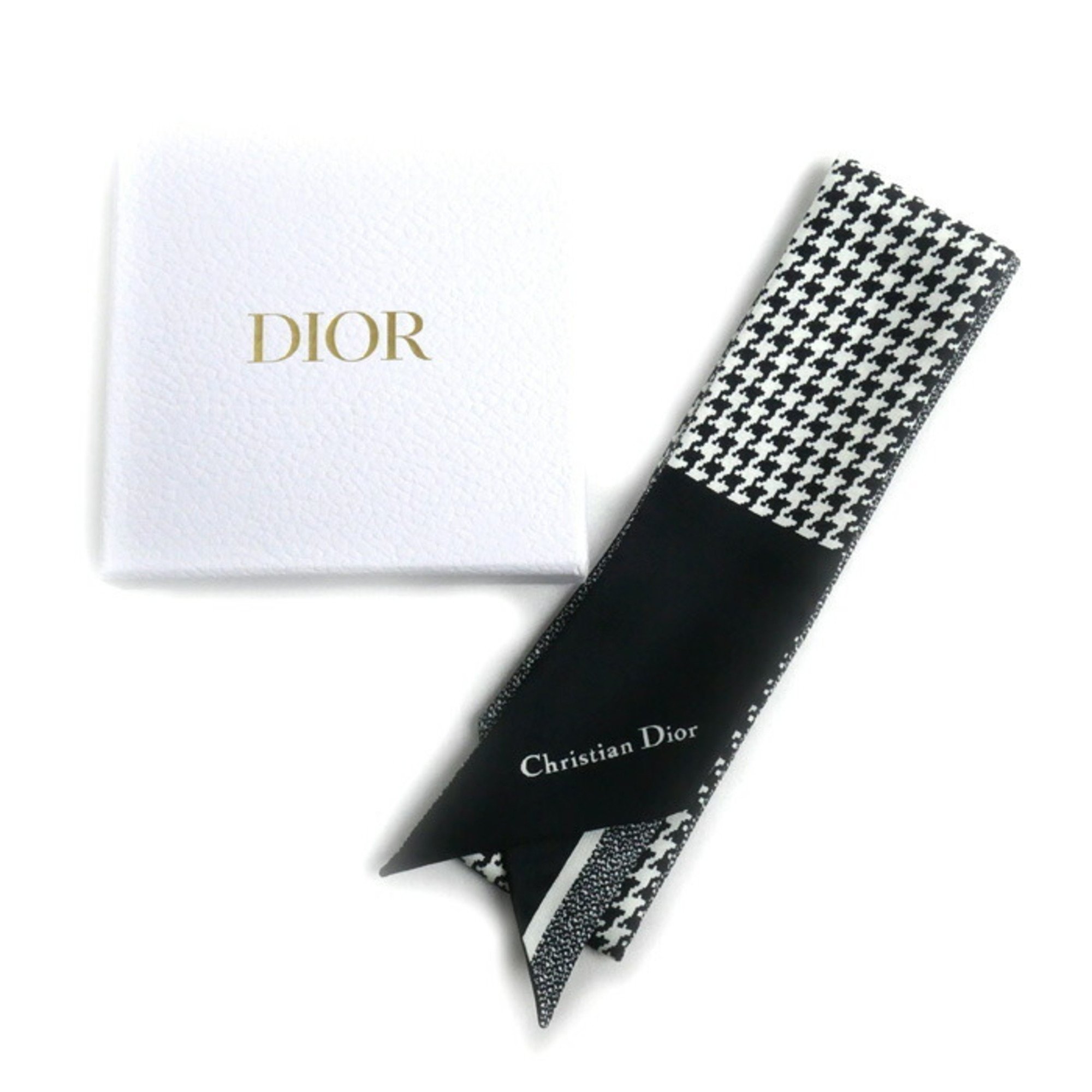 Christian Dior 30 Montaigne Mitzah Scarf Muffler Black White 15MON106I601_C089 Houndstooth Women's