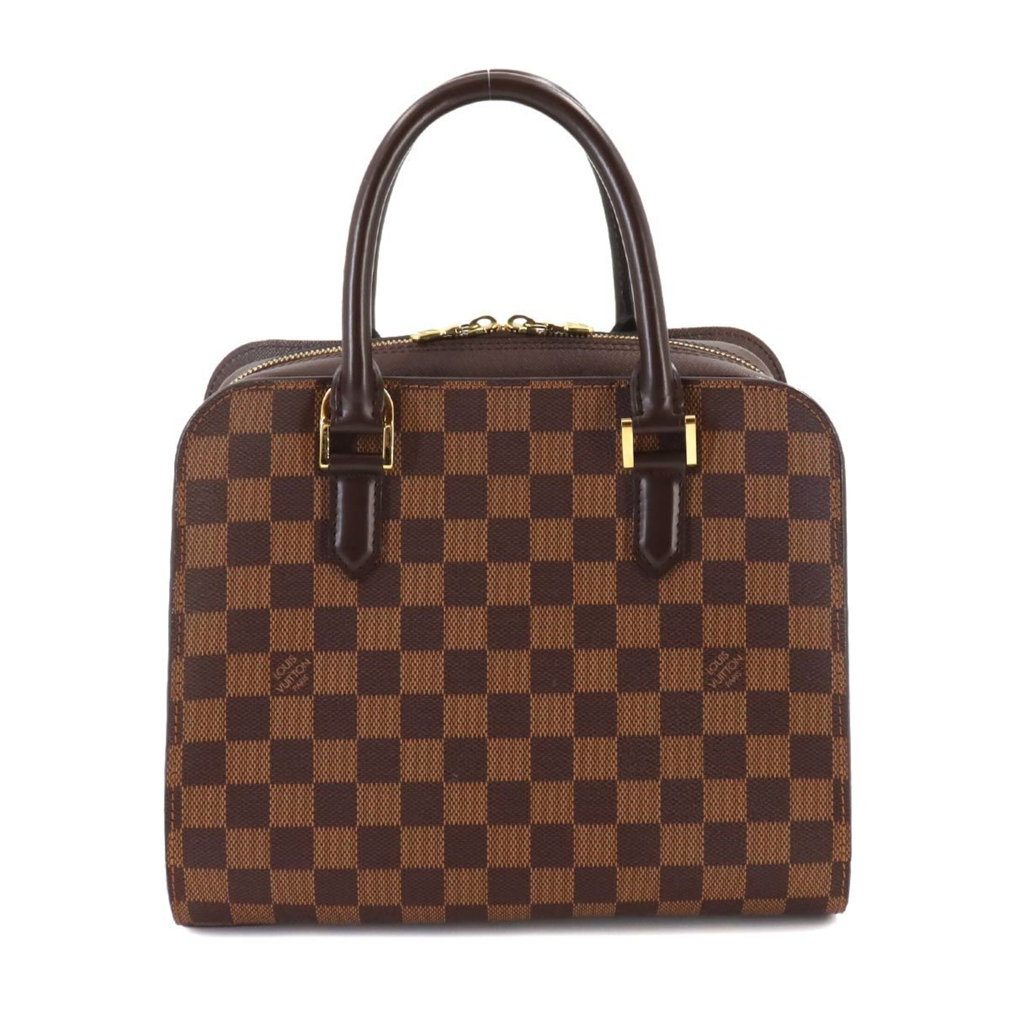 Louis Vuitton Damier Triana Handbag Ebene N51155 Gold Hardware