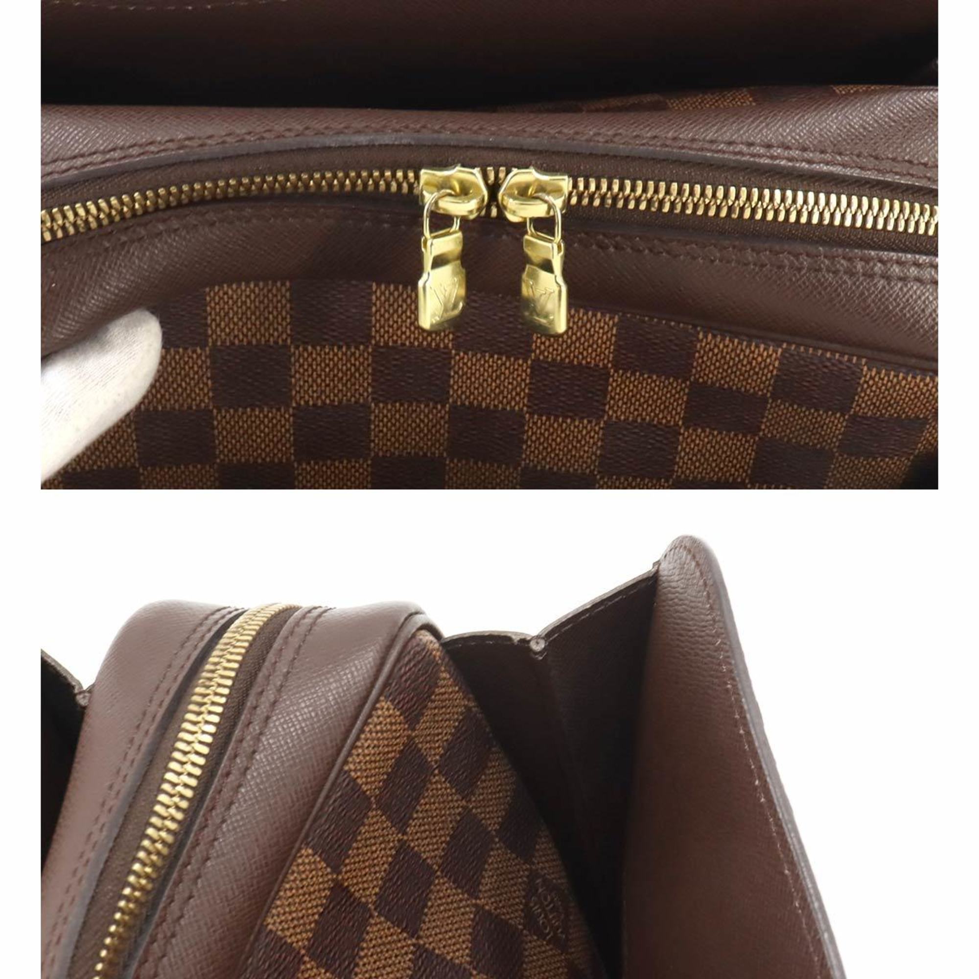 Louis Vuitton Damier Triana Handbag Ebene N51155 Gold Hardware