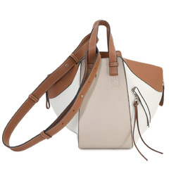 LOEWE Hammock Small 2way Hand Shoulder Bag Leather Beige Brown White 326.30KS35