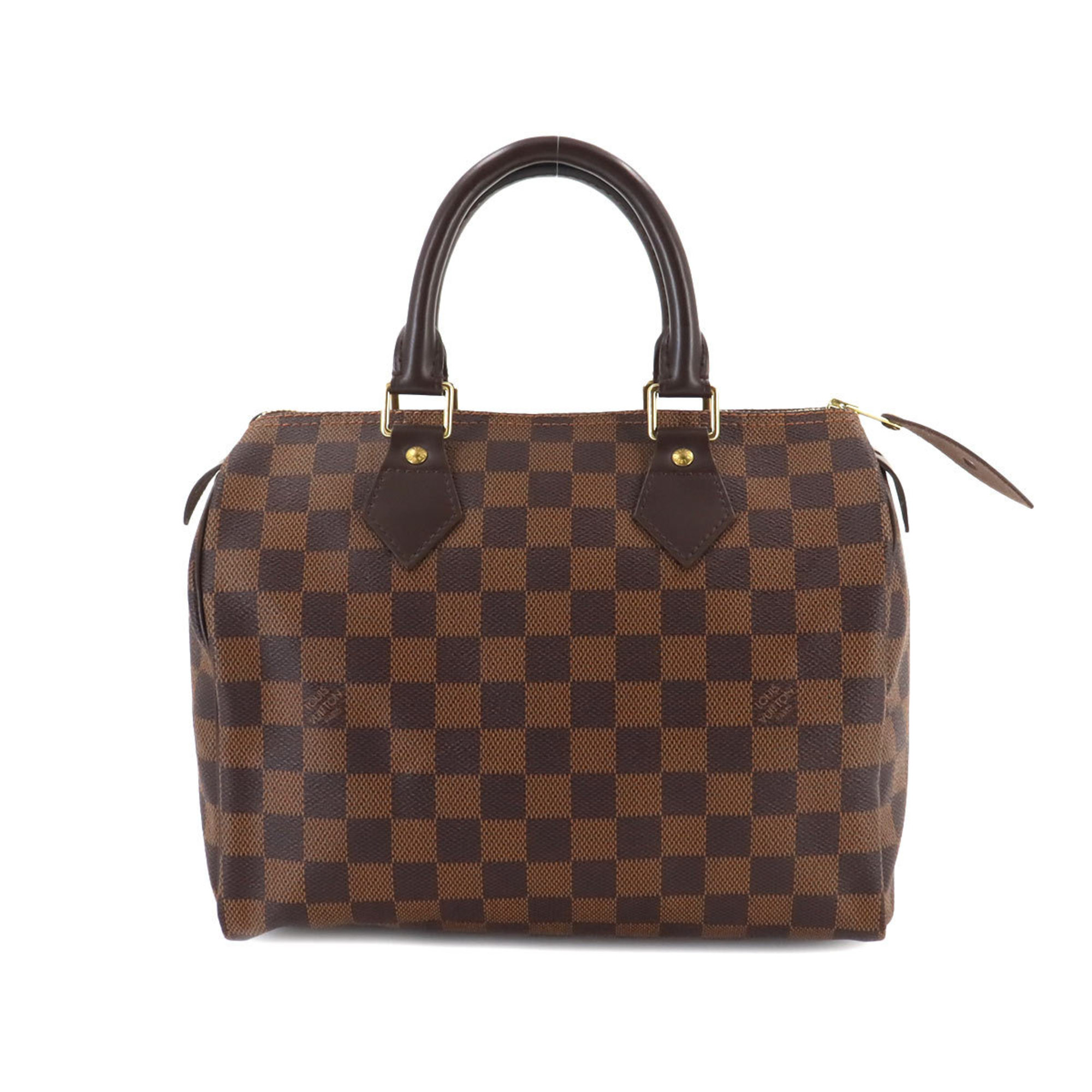 Louis Vuitton Damier Speedy 25 Handbag Ebene Brown N41532 Gold Hardware