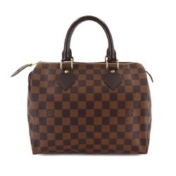 Louis Vuitton Damier Speedy 25 Handbag Ebene Brown N41532 Gold Hardware