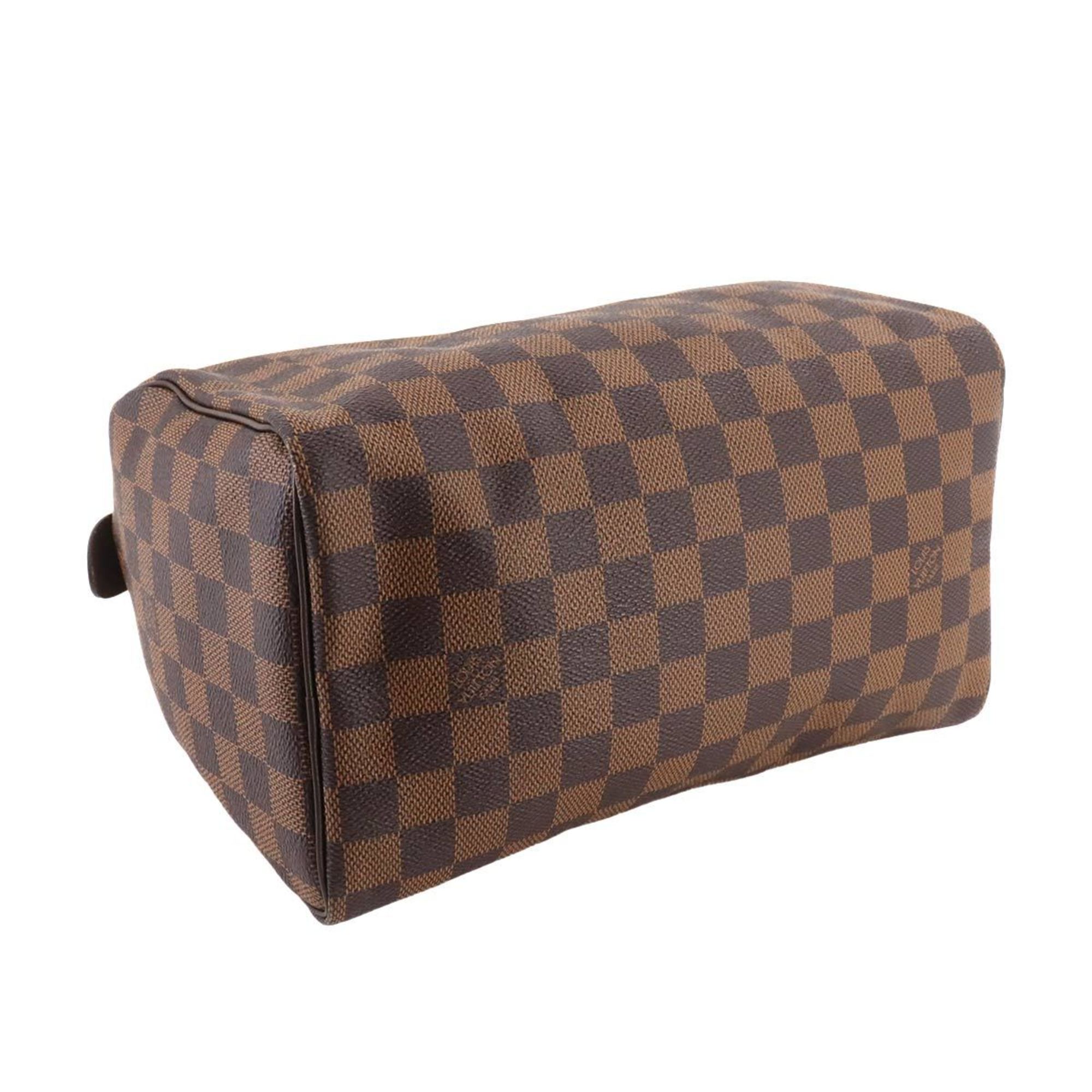 Louis Vuitton Damier Speedy 25 Handbag Ebene Brown N41532 Gold Hardware