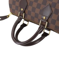 Louis Vuitton Damier Speedy 25 Handbag Ebene Brown N41532 Gold Hardware