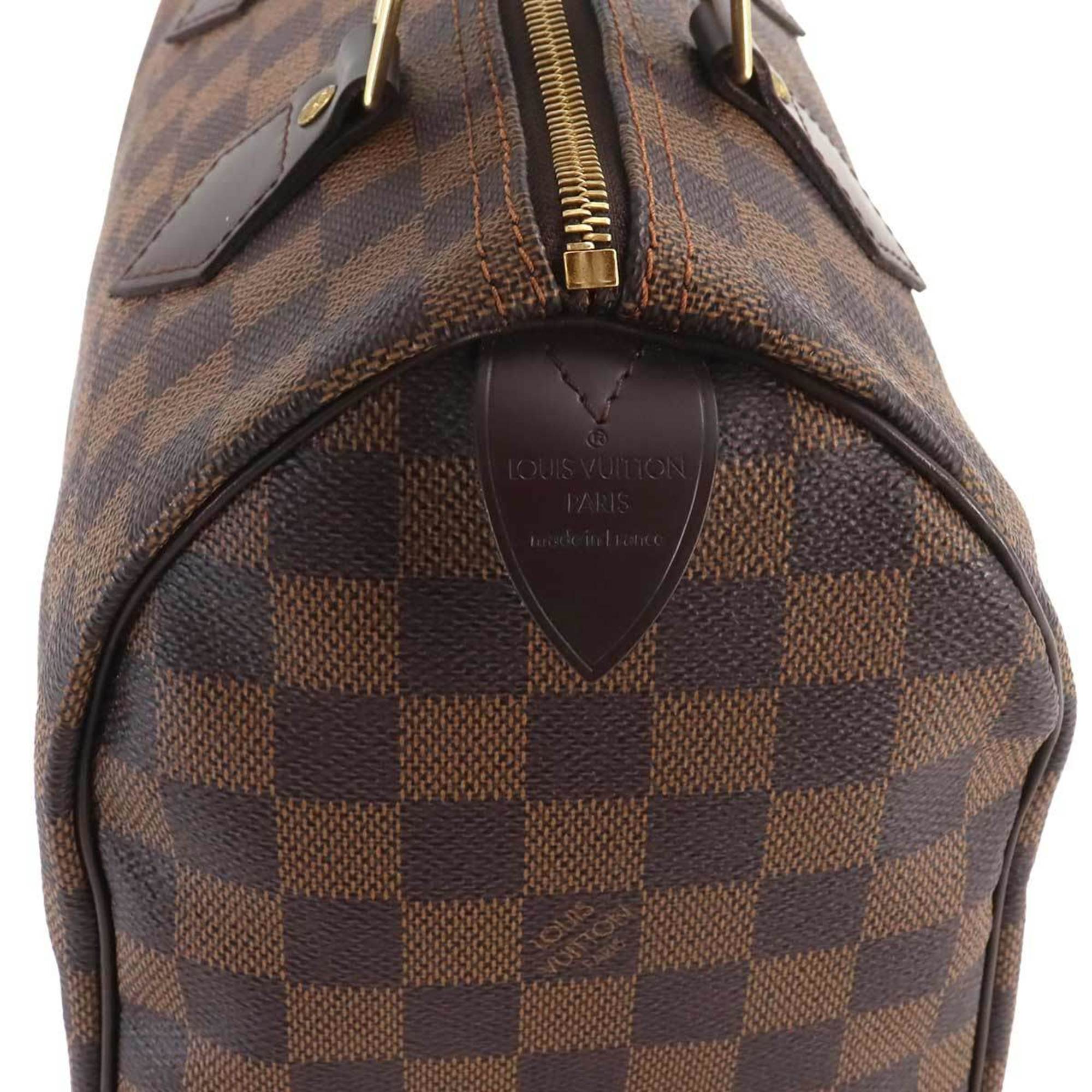 Louis Vuitton Damier Speedy 25 Handbag Ebene Brown N41532 Gold Hardware