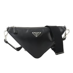 PRADA Triangle Shoulder Bag Leather Black 2VH155 Silver Hardware