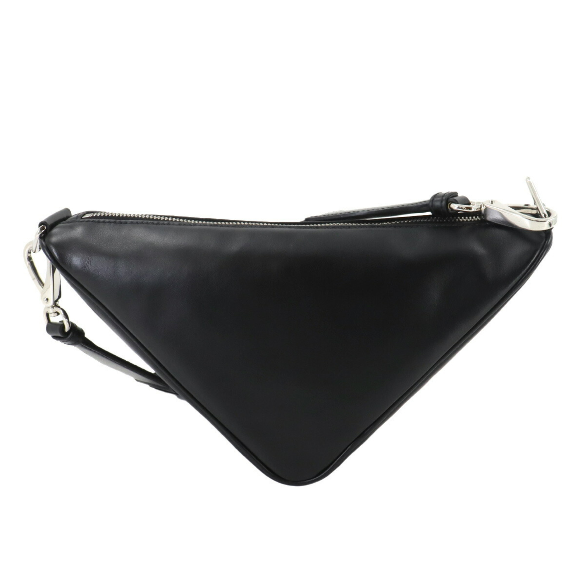 PRADA Triangle Shoulder Bag Leather Black 2VH155 Silver Hardware