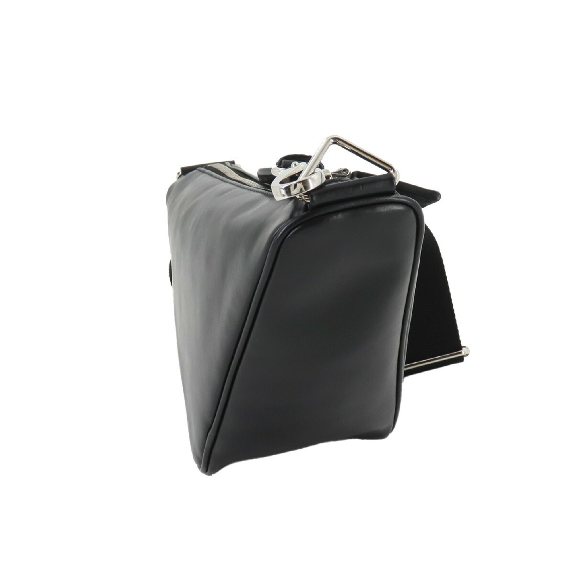 PRADA Triangle Shoulder Bag Leather Black 2VH155 Silver Hardware