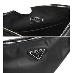 PRADA Triangle Shoulder Bag Leather Black 2VH155 Silver Hardware