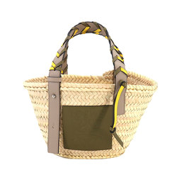 LOEWE Basket Bag Small Raffia Leather Natural Olive Sand A223S93X21