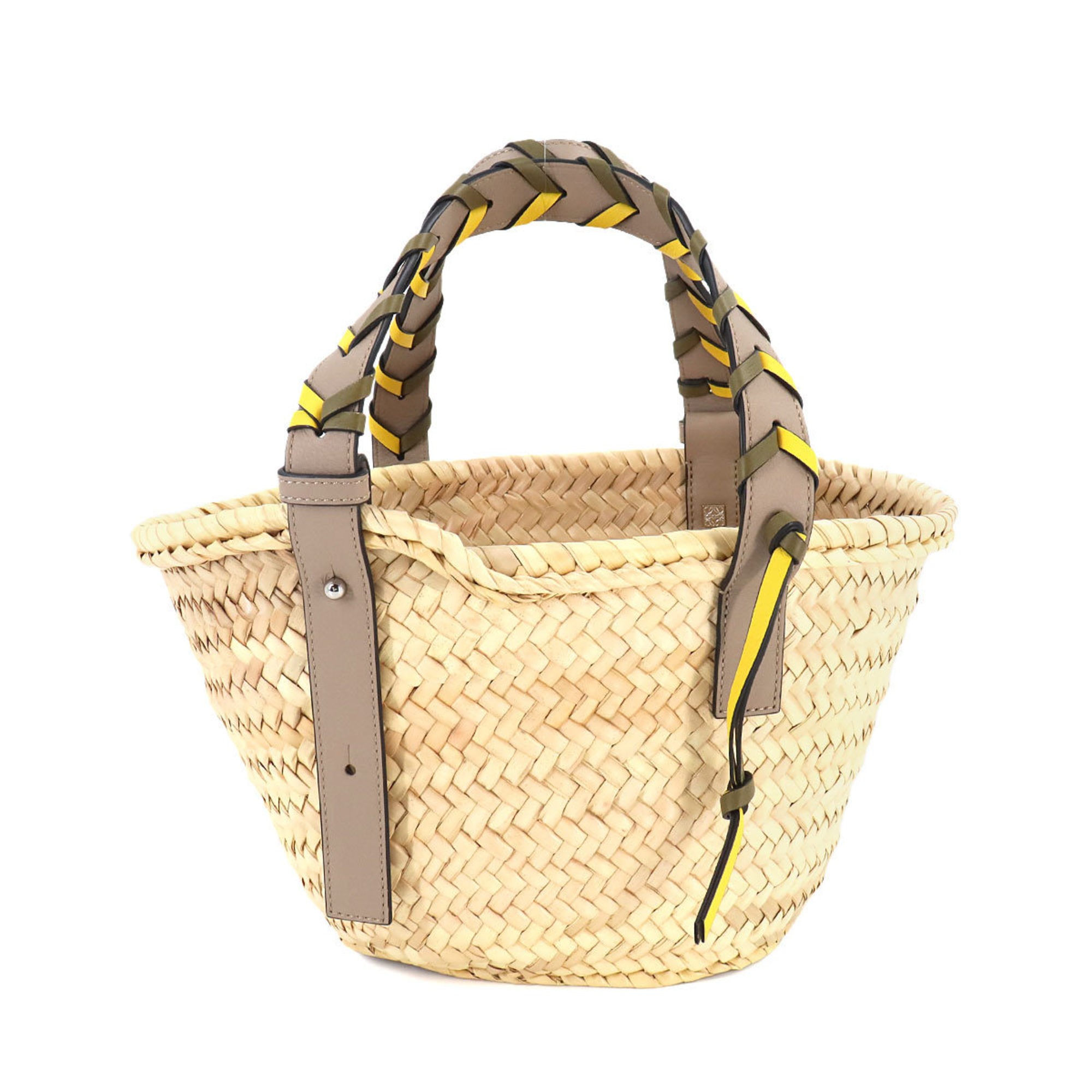 LOEWE Basket Bag Small Raffia Leather Natural Olive Sand A223S93X21