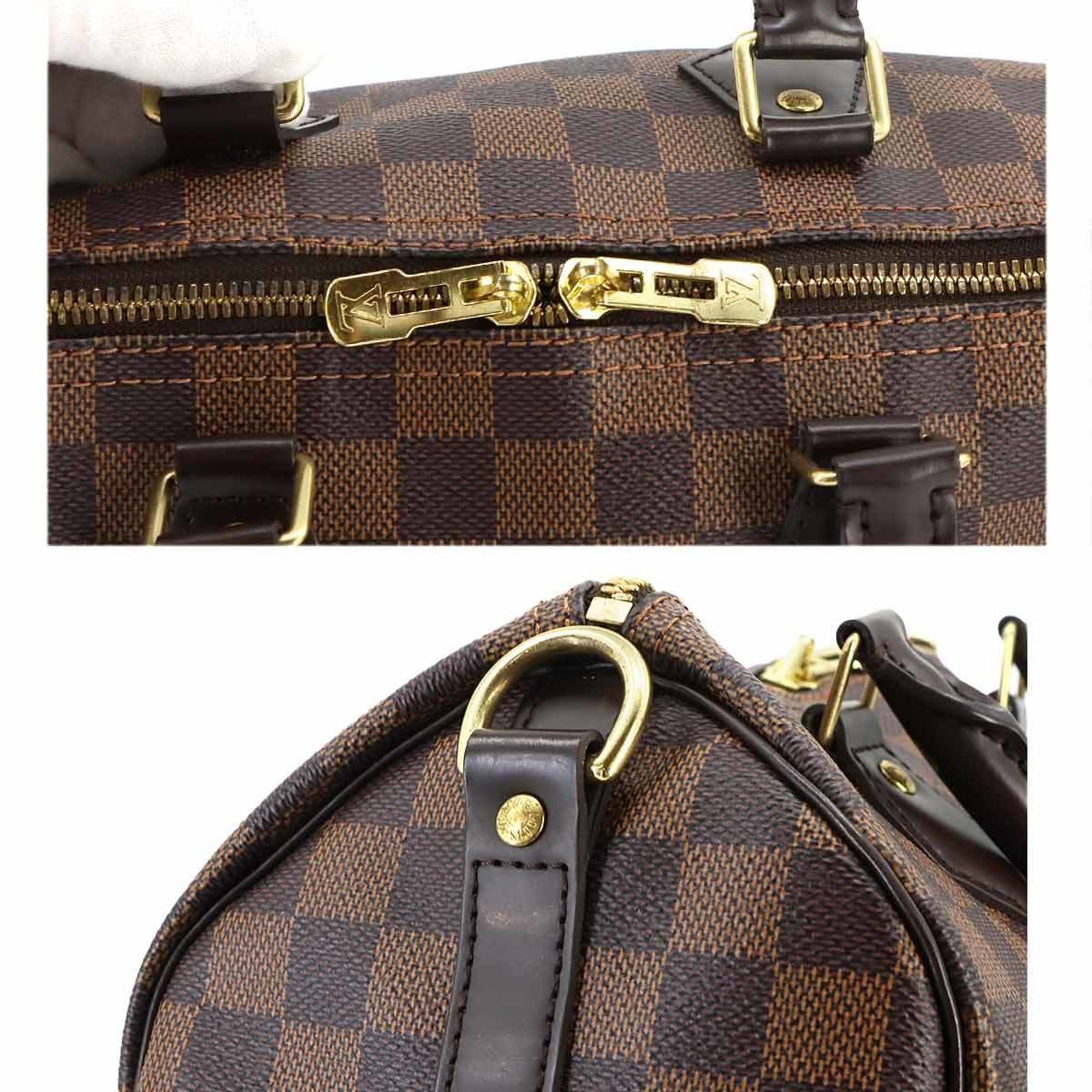 Louis Vuitton Damier Speedy Bandouliere 25 2way Hand Shoulder Bag Ebene N41368