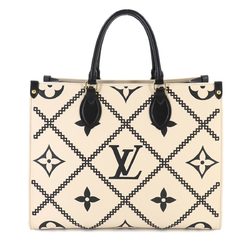 Louis Vuitton LOUIS VUITTON Monogram Empreinte On the Go MM 2way Tote Shoulder Bag Crème Noir M46016 RFID Onthego