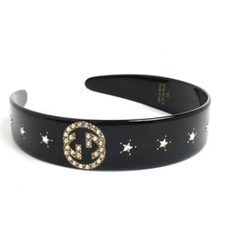 GUCCI Crystal Interlocking G Headband Black 628716 I12GO 8520 Women's