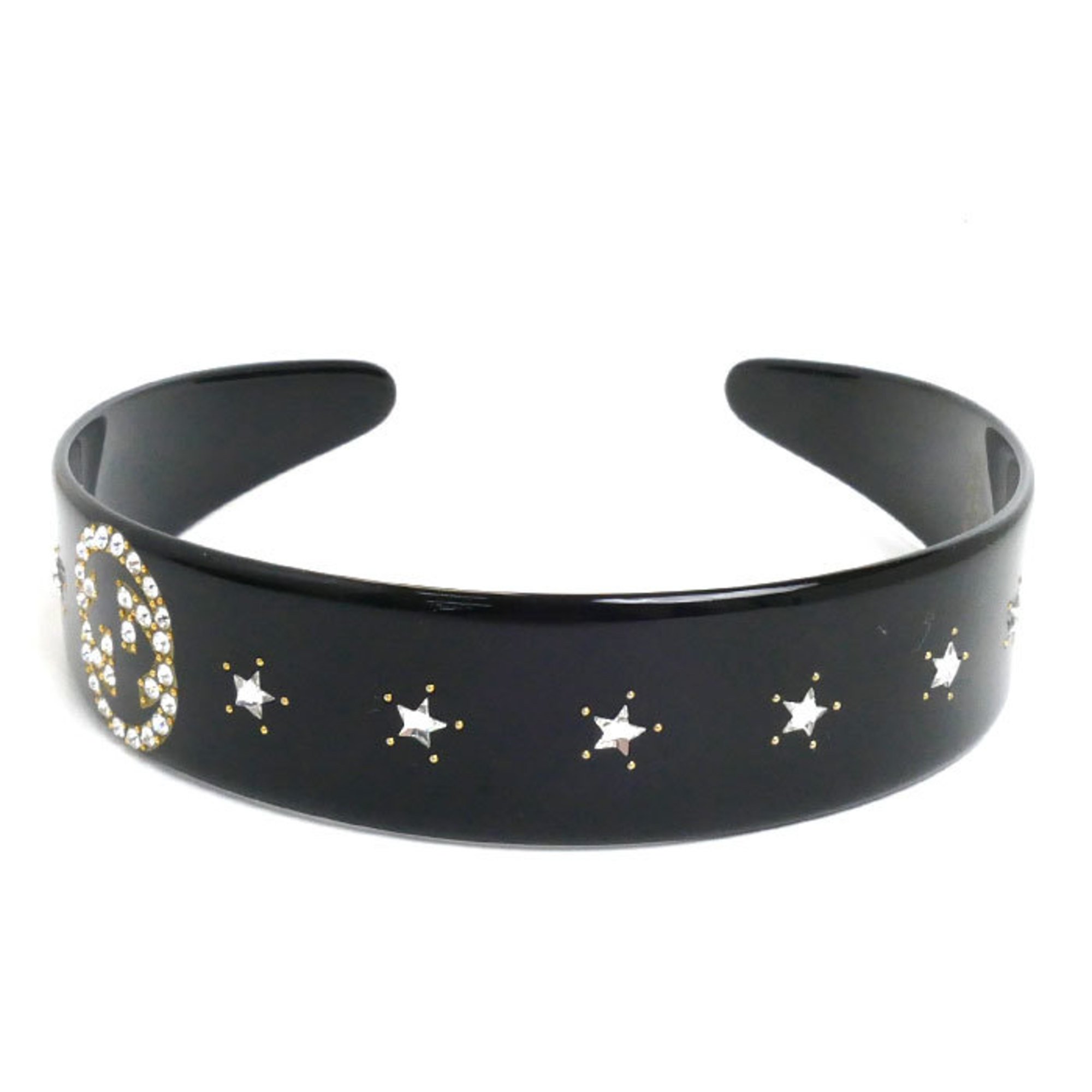 GUCCI Crystal Interlocking G Headband Black 628716 I12GO 8520 Women's