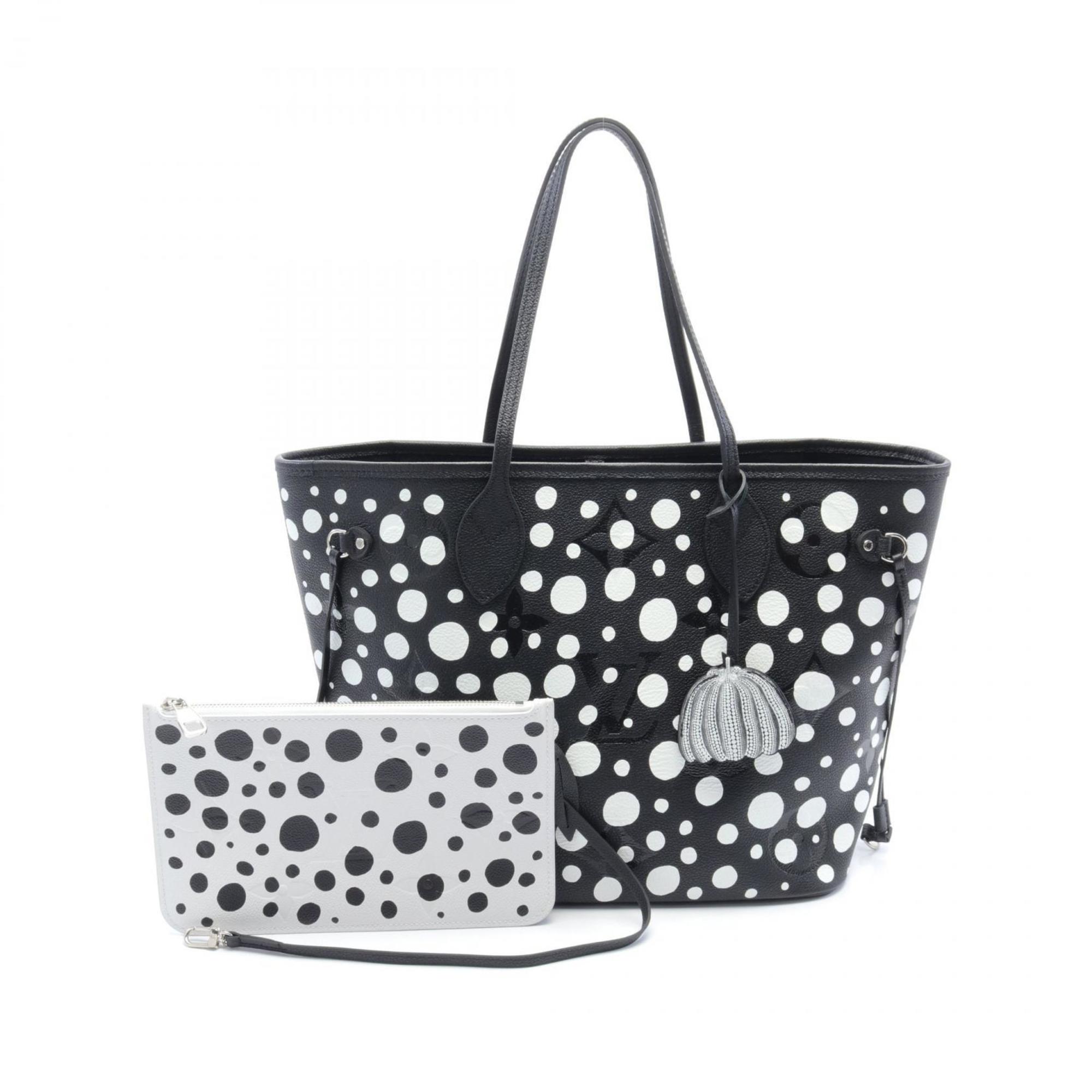 Louis Vuitton LOUIS VUITTON x yayoi kusama Neverfull MM Monogram Empreinte Infinity Dot Tote Bag Leather Women's Black White M46390