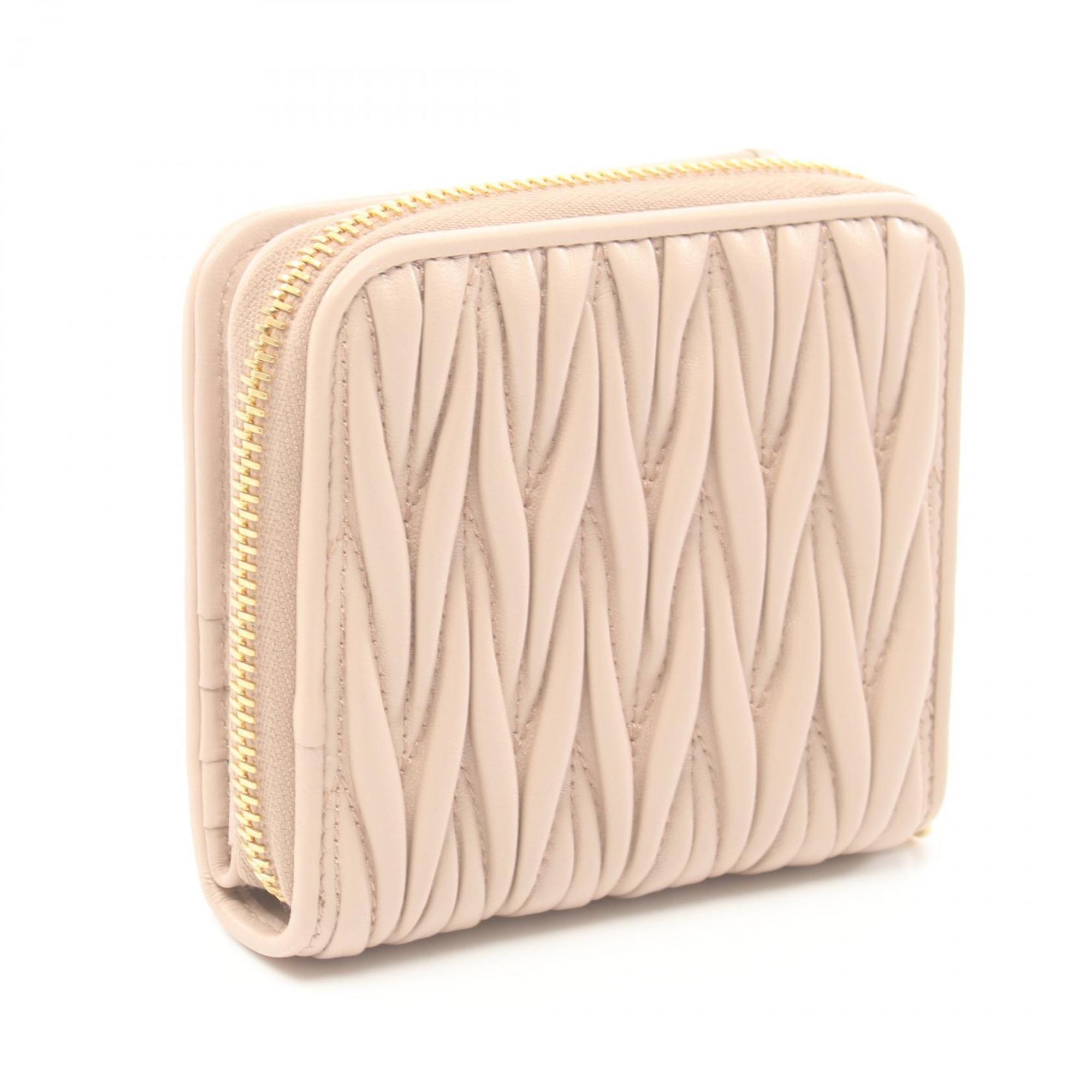 Miu Miu Miu MATELASSE'1 Matelasse Bi-fold Wallet Leather Women's Pink 5ML5222FPPF0236