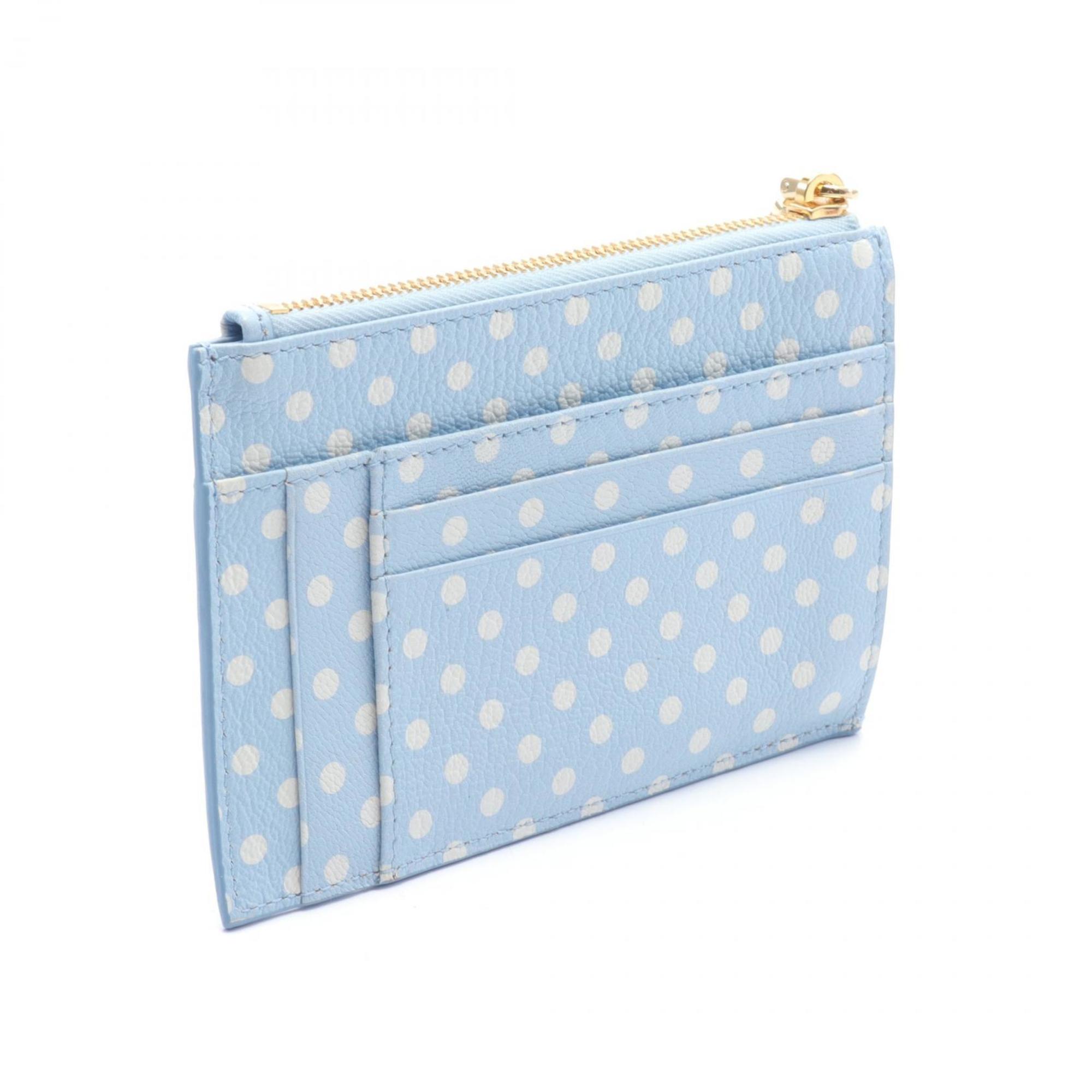 Miu Miu Miu MADRAS POIS Madras Business Card Holder/Card Case Leather Women's Blue White 5MC446