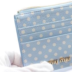 Miu Miu Miu MADRAS POIS Madras Business Card Holder/Card Case Leather Women's Blue White 5MC446