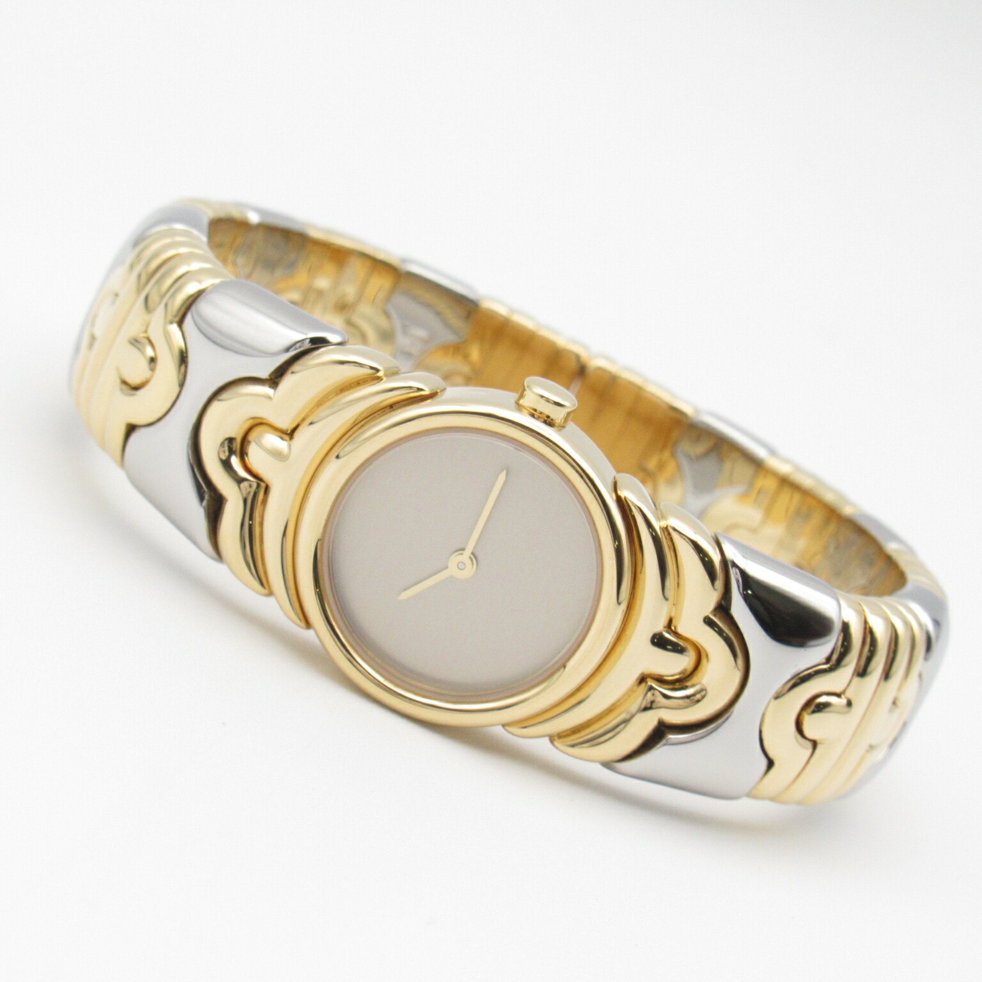 BVLGARI Parentesi Watch K18 (Yellow Gold) Stainless Steel Ladies Grey BJ01