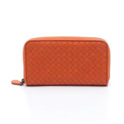 BOTTEGA VENETA Intrecciato Round Long Wallet Leather Men's Women's Orange