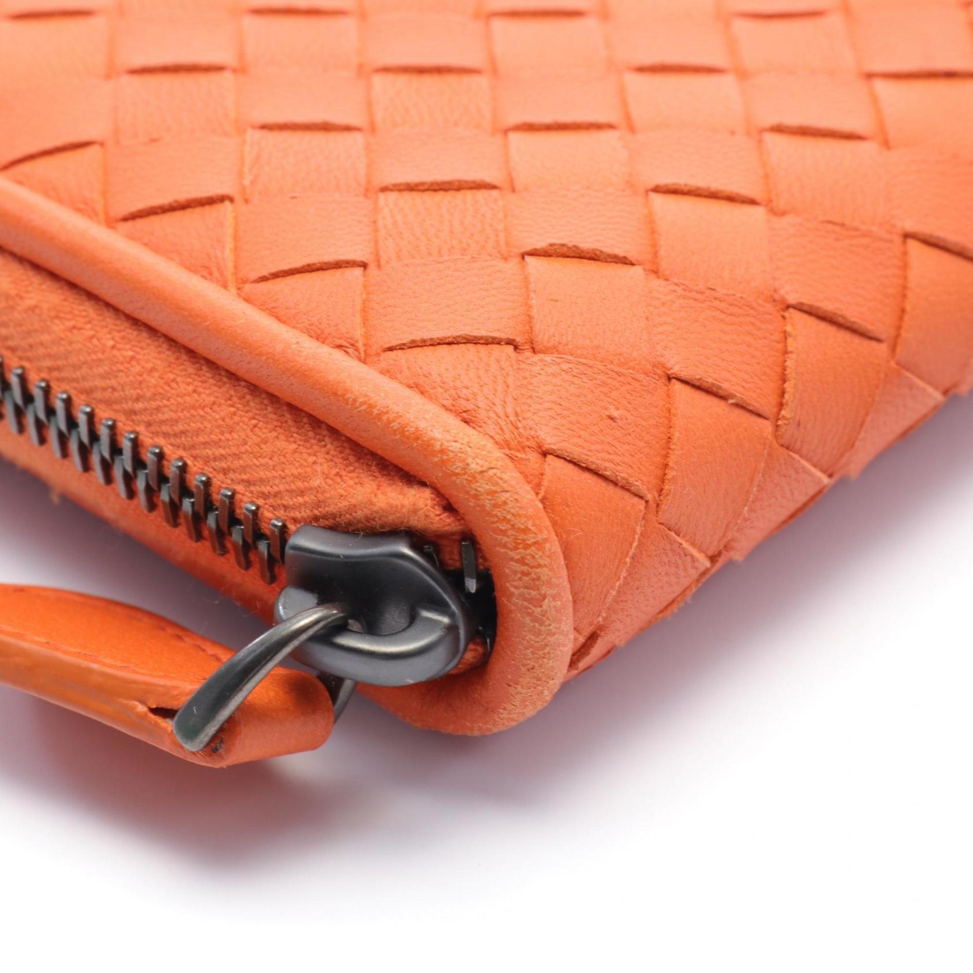 BOTTEGA VENETA Intrecciato Round Long Wallet Leather Men's Women's Orange