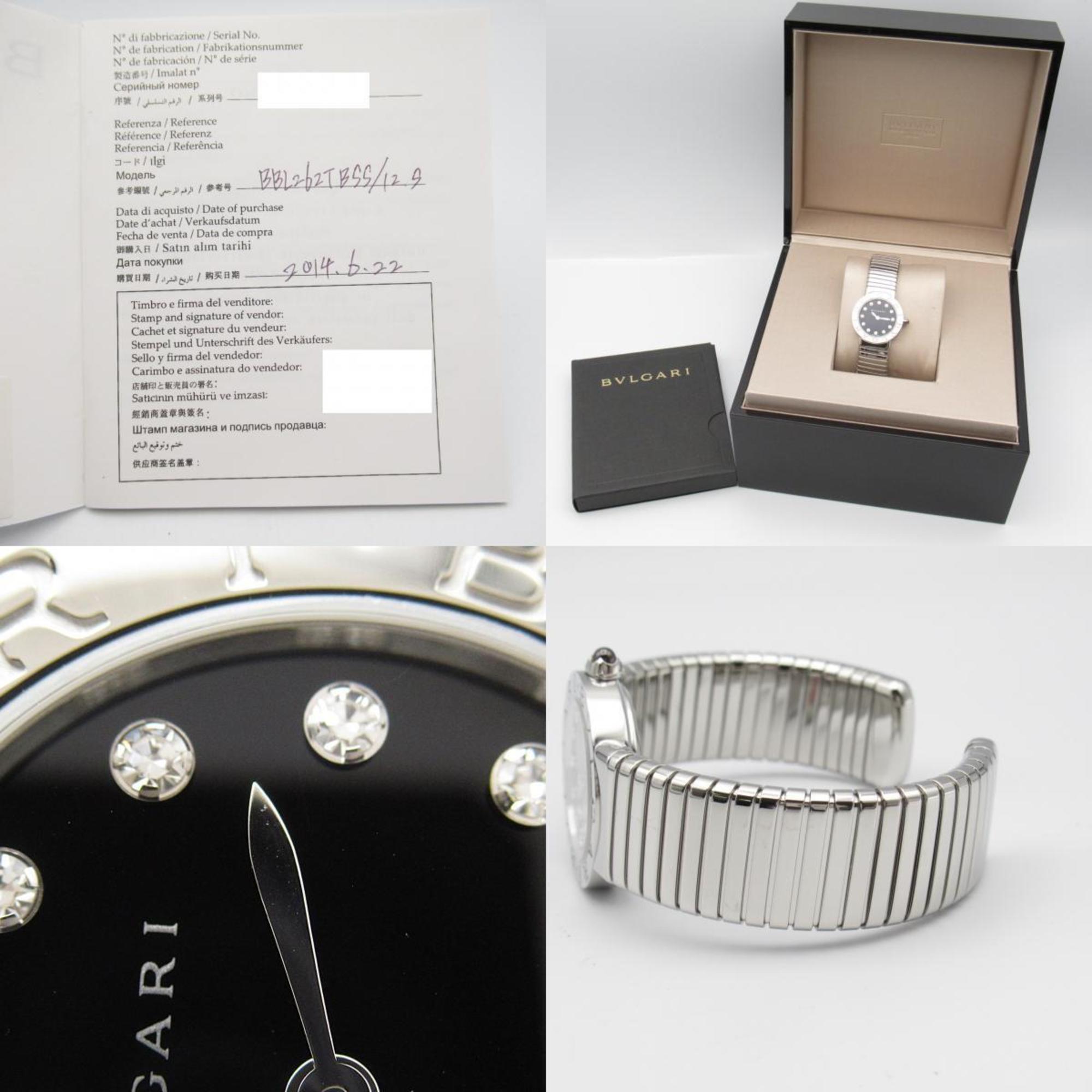 BVLGARI Bulgari Bvlgari Tubogas 12P Diamond Watch Stainless Steel Ladies Black BBL26 2TS